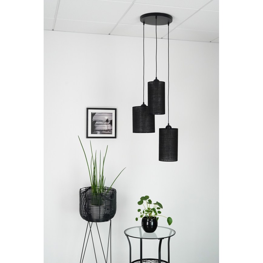 Brilagi - Hanglamp aan een koord TUBES 3xE27/15W/230V zwart