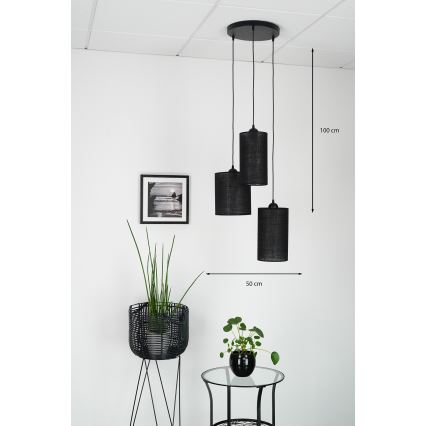 Brilagi - Hanglamp aan een koord TUBES 3xE27/15W/230V zwart