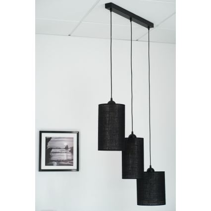 Brilagi - Hanglamp aan een koord TUBES 3xE27/15W/230V zwart