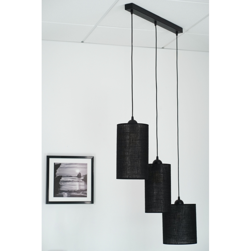 Brilagi - Hanglamp aan een koord TUBES 3xE27/15W/230V zwart