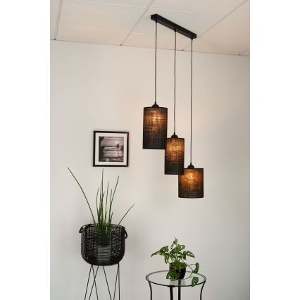 Brilagi - Hanglamp aan een koord TUBES 3xE27/15W/230V zwart