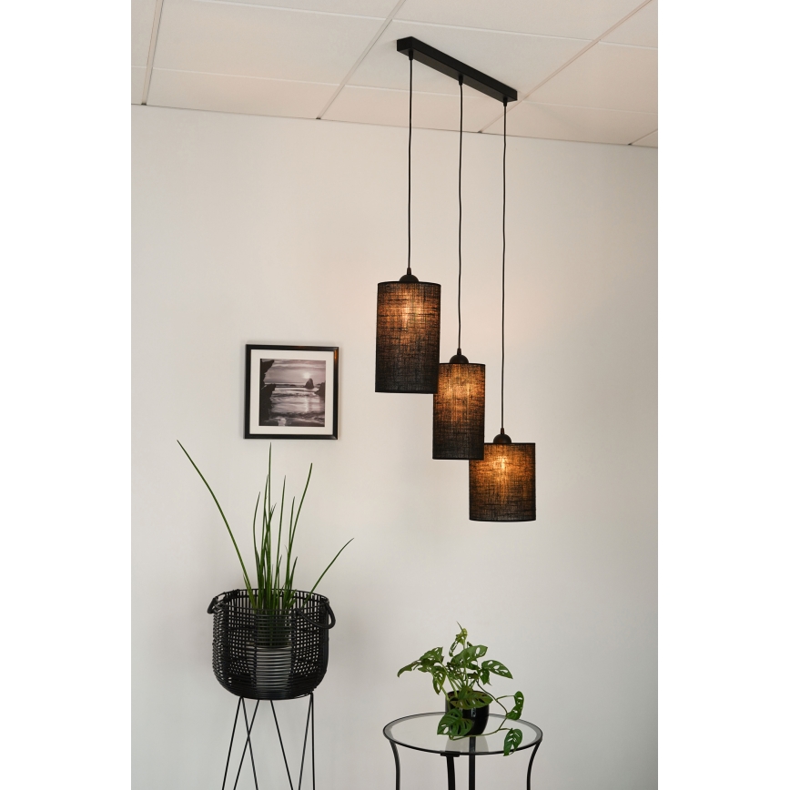 Brilagi - Hanglamp aan een koord TUBES 3xE27/15W/230V zwart