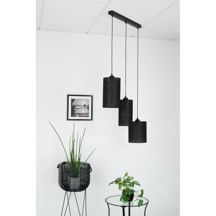 Brilagi - Hanglamp aan een koord TUBES 3xE27/15W/230V zwart