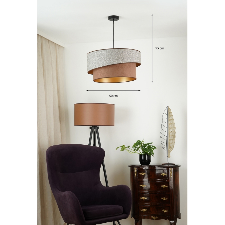 Brilagi - Hanglamp aan een koord VEGAS SHINE 1xE27/15W/230V diameter 50 cm grijs/bruin