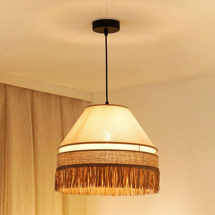 Brilagi - Hanglamp aan een koord WINNETOU AVIGNION 1xE27/15W/230V diameter 35 cm bruin/crème