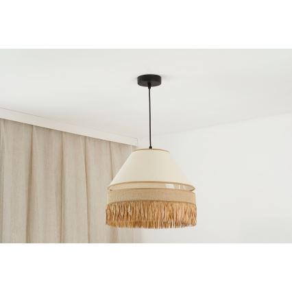 Brilagi - Hanglamp aan een koord WINNETOU AVIGNION 1xE27/15W/230V diameter 35 cm bruin/crème
