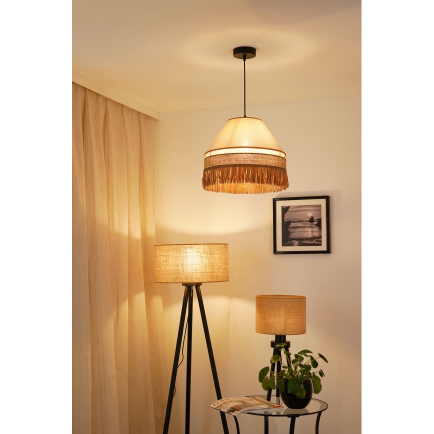 Brilagi - Hanglamp aan een koord WINNETOU AVIGNION 1xE27/15W/230V diameter 35 cm bruin/crème