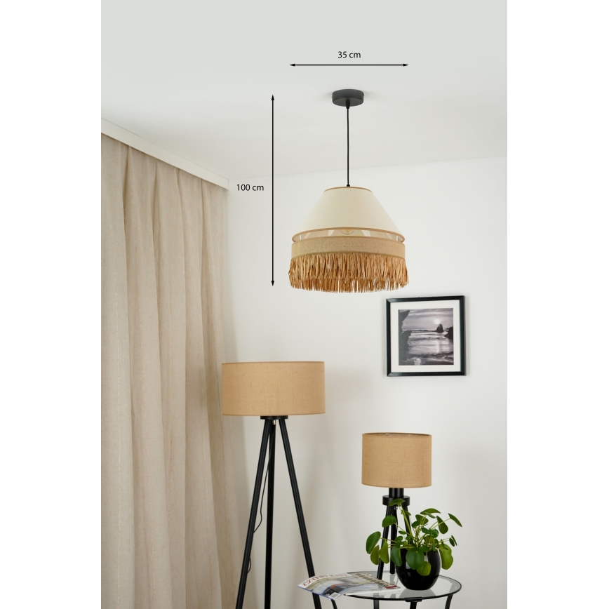 Brilagi - Hanglamp aan een koord WINNETOU AVIGNION 1xE27/15W/230V diameter 35 cm bruin/crème