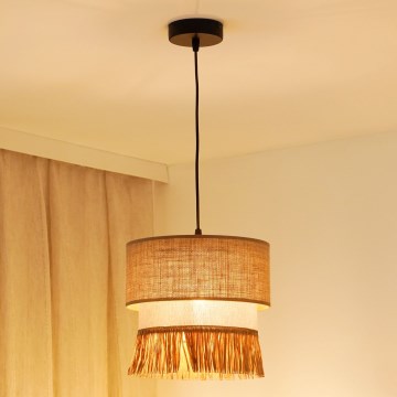 Brilagi - Hanglamp aan een koord WINNETOU BOHO 1xE27/15W/230V diameter 25 cm bruin/crème
