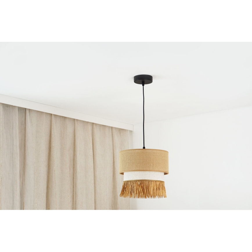 Brilagi - Hanglamp aan een koord WINNETOU BOHO 1xE27/15W/230V diameter 25 cm bruin/crème