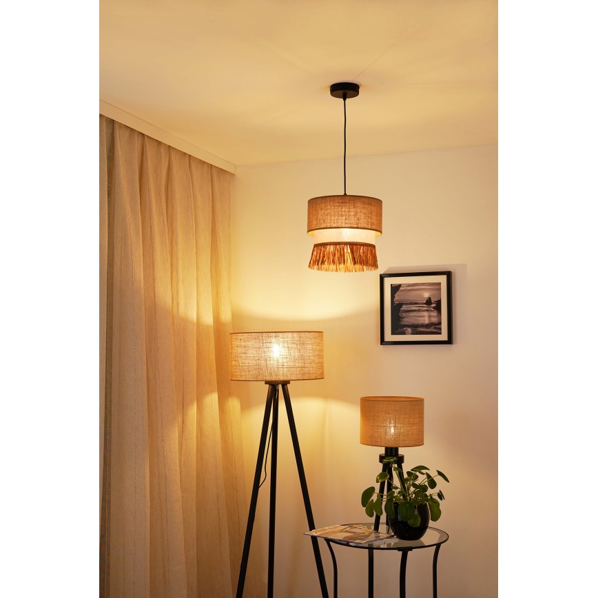 Brilagi - Hanglamp aan een koord WINNETOU BOHO 1xE27/15W/230V diameter 25 cm bruin/crème