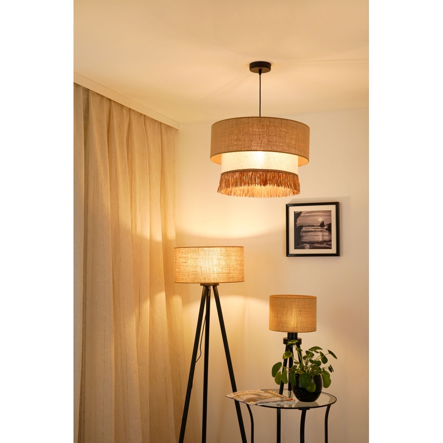 Brilagi - Hanglamp aan een koord WINNETOU BOHO 1xE27/15W/230V diameter 45 cm bruin/crème