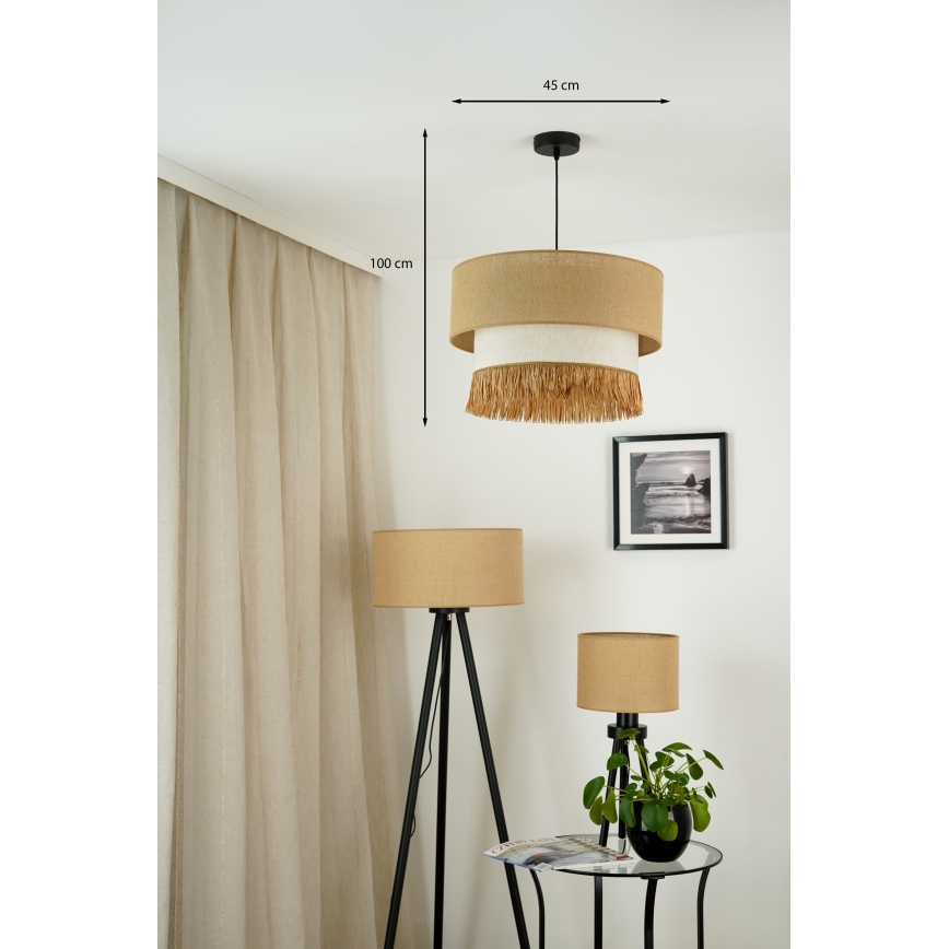 Brilagi - Hanglamp aan een koord WINNETOU BOHO 1xE27/15W/230V diameter 45 cm bruin/crème