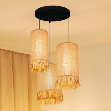Brilagi - Hanglamp aan een koord WINNETOU TUBES 3xE27/15W/230V bruin/zwart