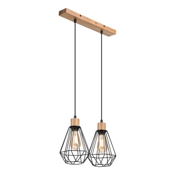 Brilagi - Hanglamp aan een koord WOODY BASKET 2xE27/60W/230V eiken