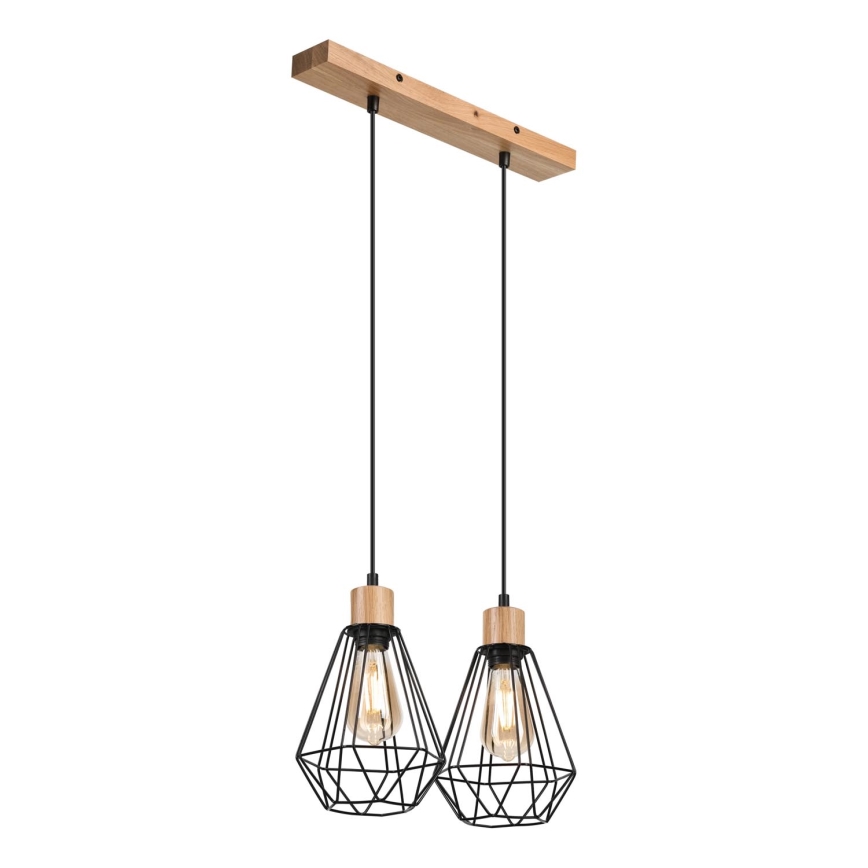 Brilagi - Hanglamp aan een koord WOODY BASKET 2xE27/60W/230V eiken
