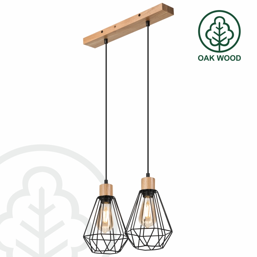 Brilagi - Hanglamp aan een koord WOODY BASKET 2xE27/60W/230V eiken