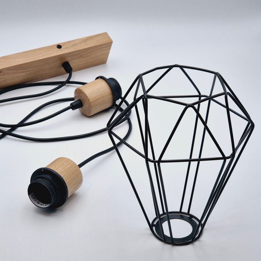 Brilagi - Hanglamp aan een koord WOODY BASKET 2xE27/60W/230V eiken