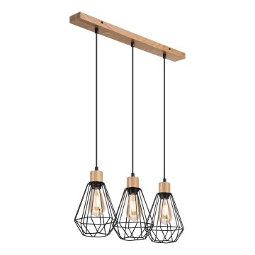Brilagi - Hanglamp aan een koord WOODY BASKET 3xE27/60W/230V eiken