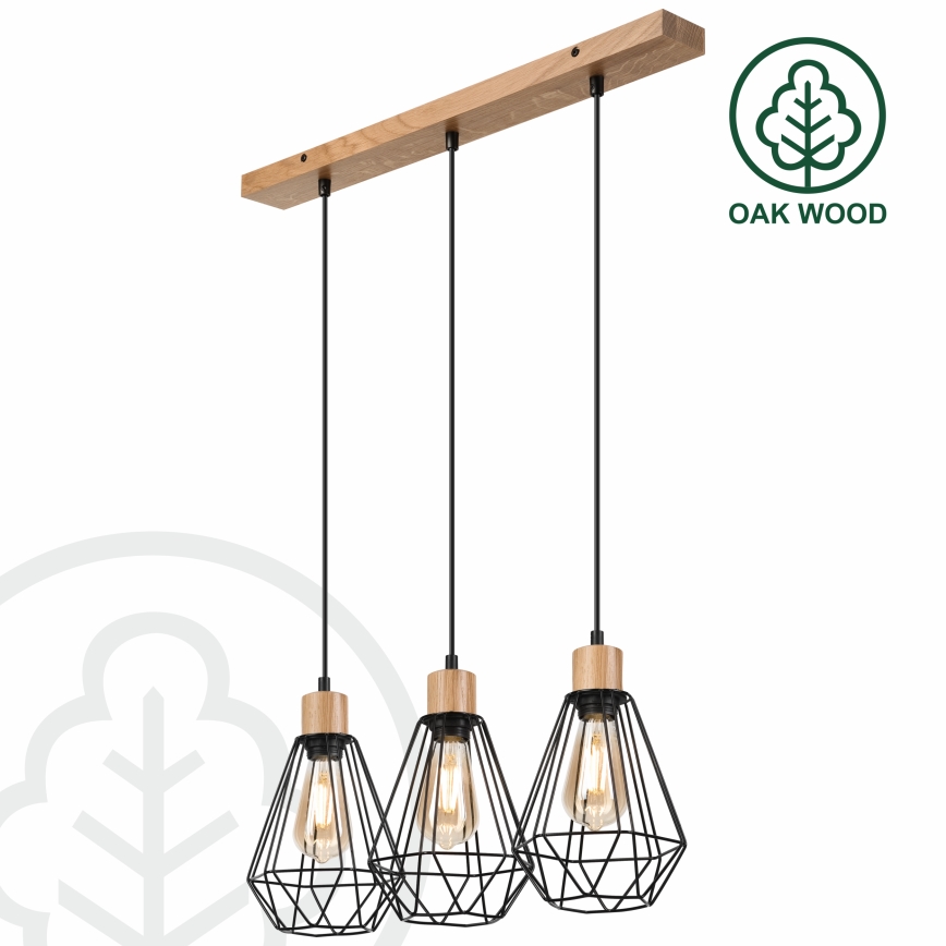 Brilagi - Hanglamp aan een koord WOODY BASKET 3xE27/60W/230V eiken