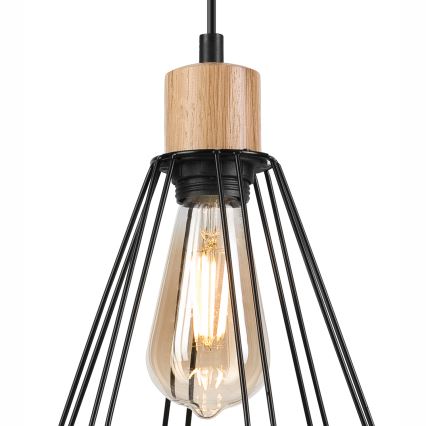 Brilagi - Hanglamp aan een koord WOODY BASKET 3xE27/60W/230V eiken