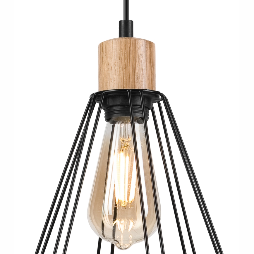 Brilagi - Hanglamp aan een koord WOODY BASKET 3xE27/60W/230V eiken