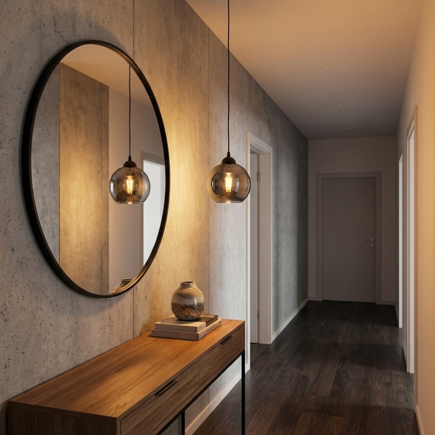 Brilagi - Hanglamp aan kabel 1xE27/60W/230V zwart/rookgrijs