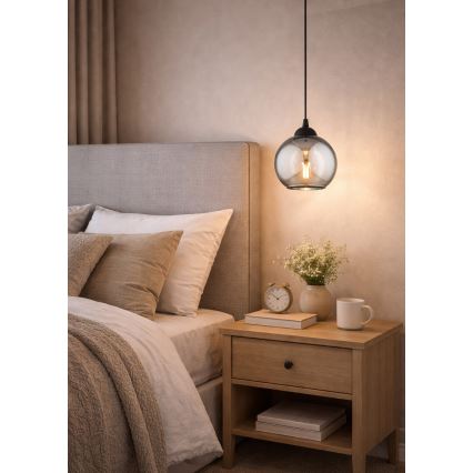 Brilagi - Hanglamp aan kabel 1xE27/60W/230V zwart/rookgrijs