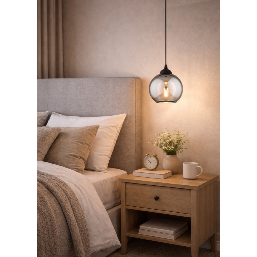 Brilagi - Hanglamp aan kabel 1xE27/60W/230V zwart/rookgrijs
