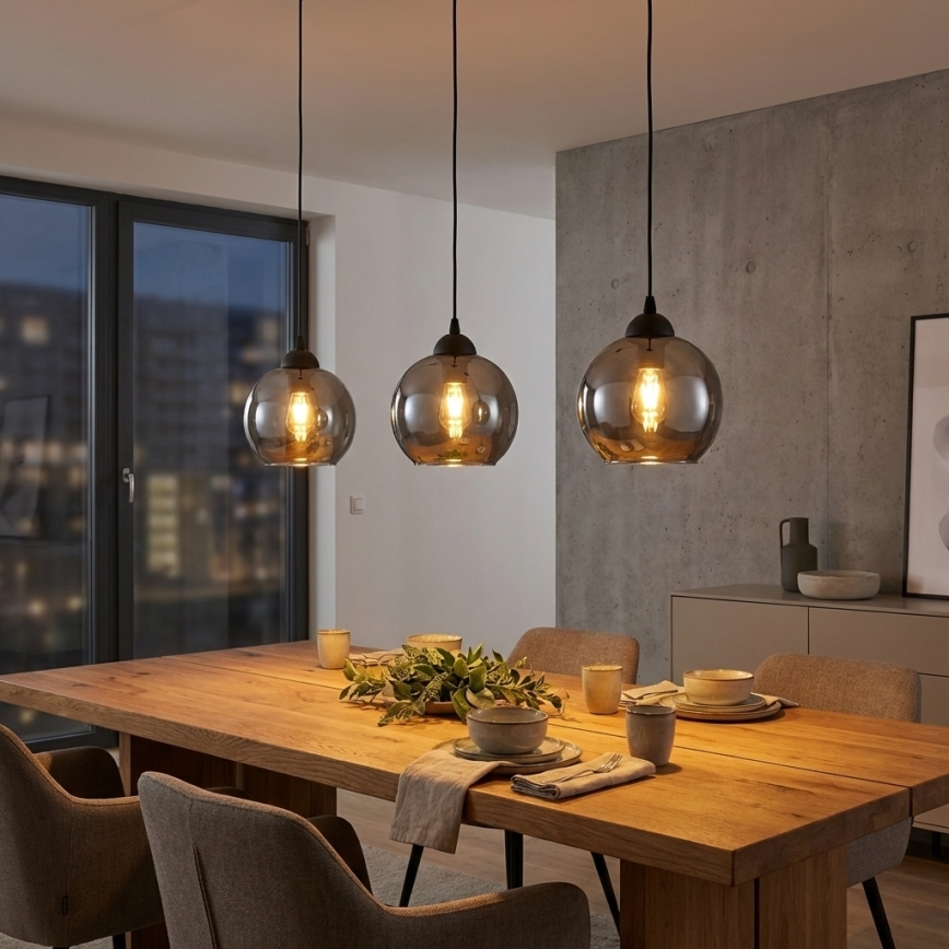 Brilagi - Hanglamp aan kabel 1xE27/60W/230V zwart/rookgrijs