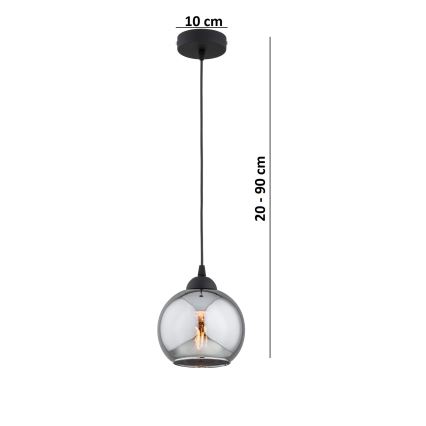 Brilagi - Hanglamp aan kabel 1xE27/60W/230V zwart/rookgrijs