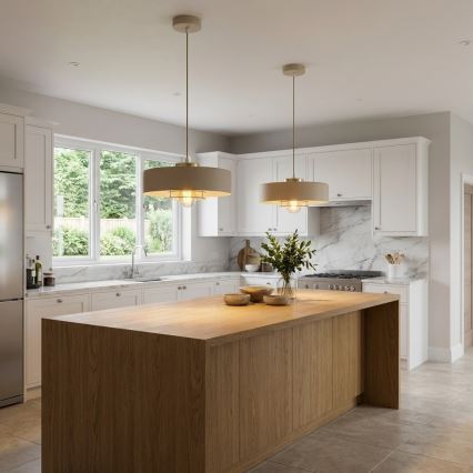 Brilagi - Hanglamp aan kabel 1xE27/60W/230V Ø 30 cm beige/goud