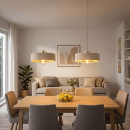 Brilagi - Hanglamp aan kabel 1xE27/60W/230V Ø 30 cm beige/goud