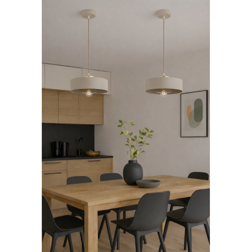 Brilagi - Hanglamp aan kabel 1xE27/60W/230V Ø 30 cm beige/goud