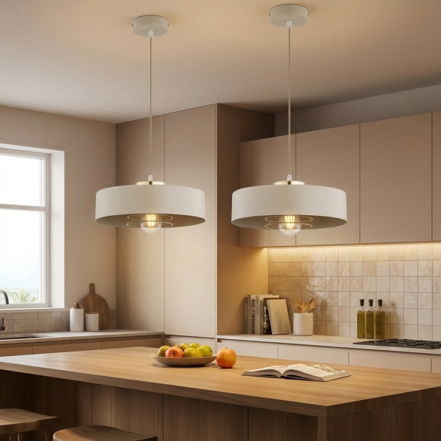 Brilagi - Hanglamp aan kabel 1xE27/60W/230V Ø 30 cm beige/goud