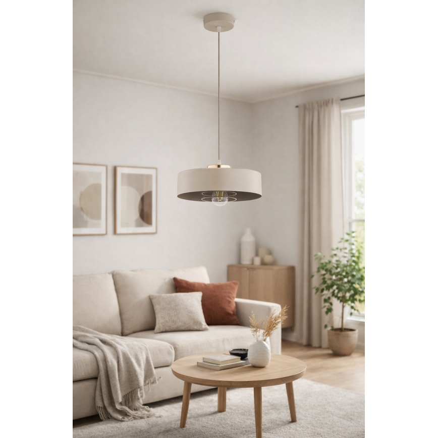 Brilagi - Hanglamp aan kabel 1xE27/60W/230V Ø 30 cm beige/goud