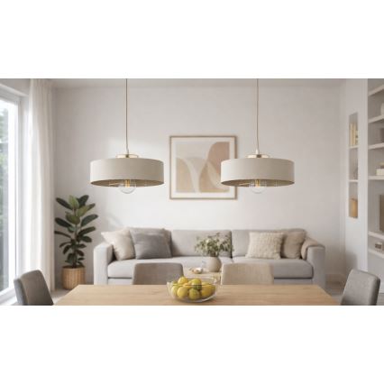 Brilagi - Hanglamp aan kabel 1xE27/60W/230V Ø 30 cm beige/goud