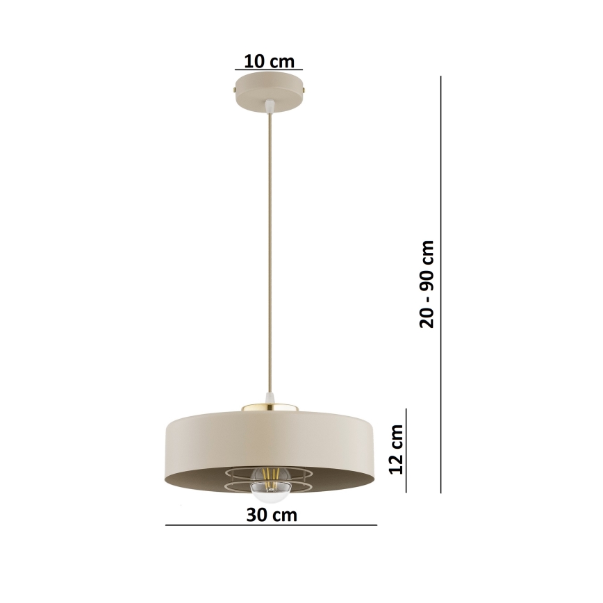 Brilagi - Hanglamp aan kabel 1xE27/60W/230V Ø 30 cm beige/goud
