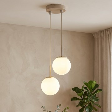 Brilagi - Hanglamp aan kabel 2xE27/60W/230V beige/goud