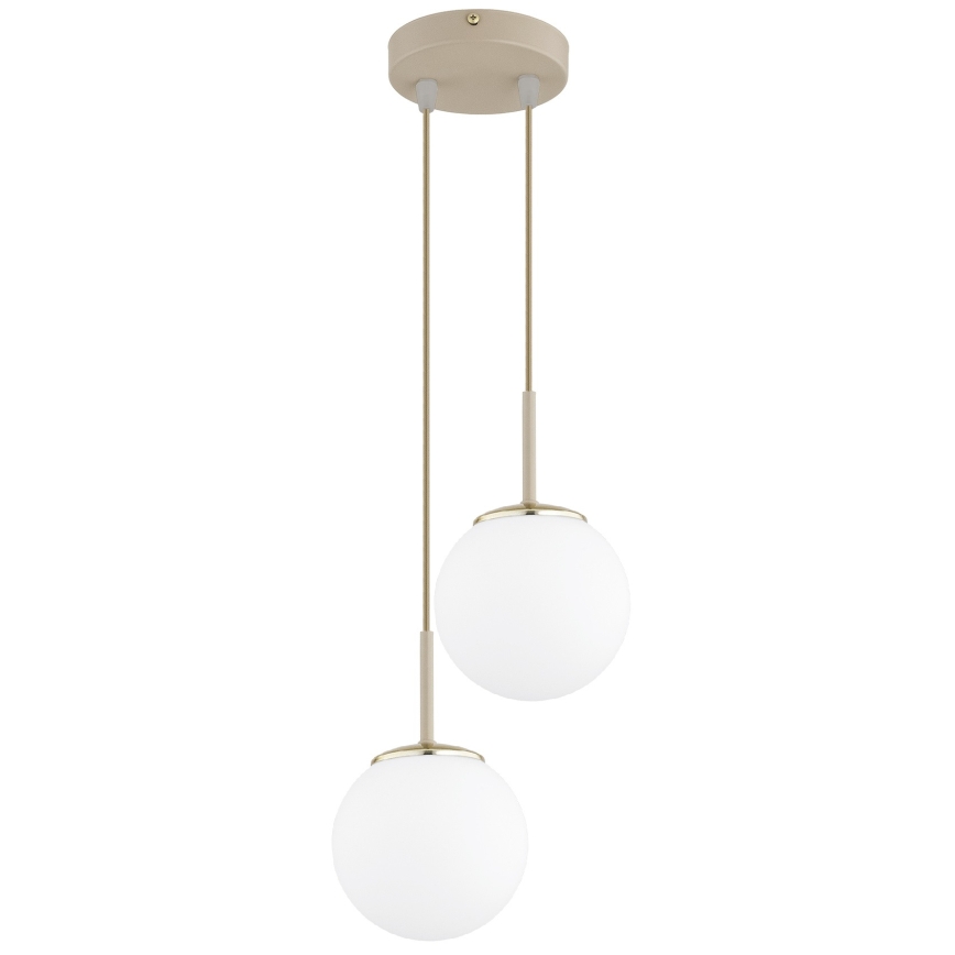 Brilagi - Hanglamp aan kabel 2xE27/60W/230V beige/goud