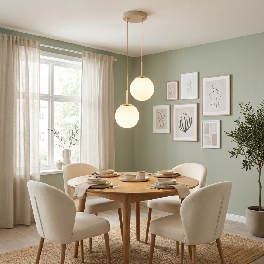 Brilagi - Hanglamp aan kabel 2xE27/60W/230V beige/goud