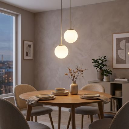 Brilagi - Hanglamp aan kabel 2xE27/60W/230V beige/goud