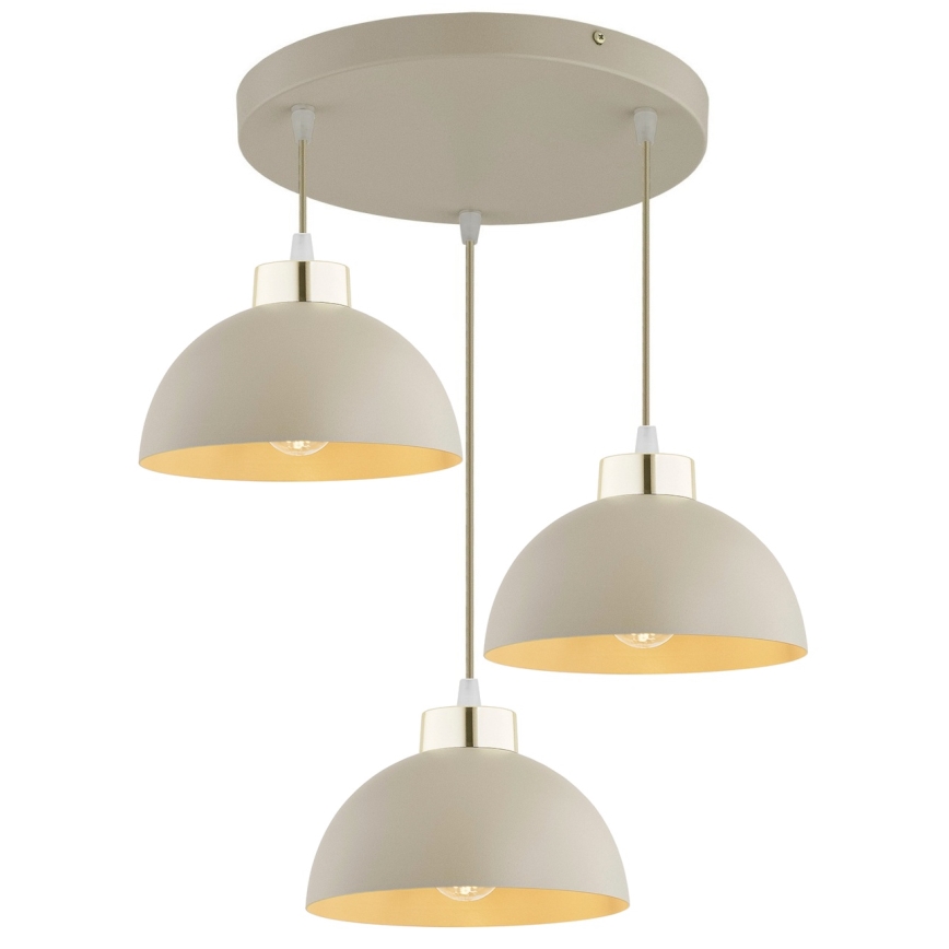 Brilagi - Hanglamp aan kabel 3xE27/60W/230V beige/goud