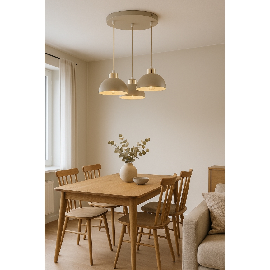 Brilagi - Hanglamp aan kabel 3xE27/60W/230V beige/goud