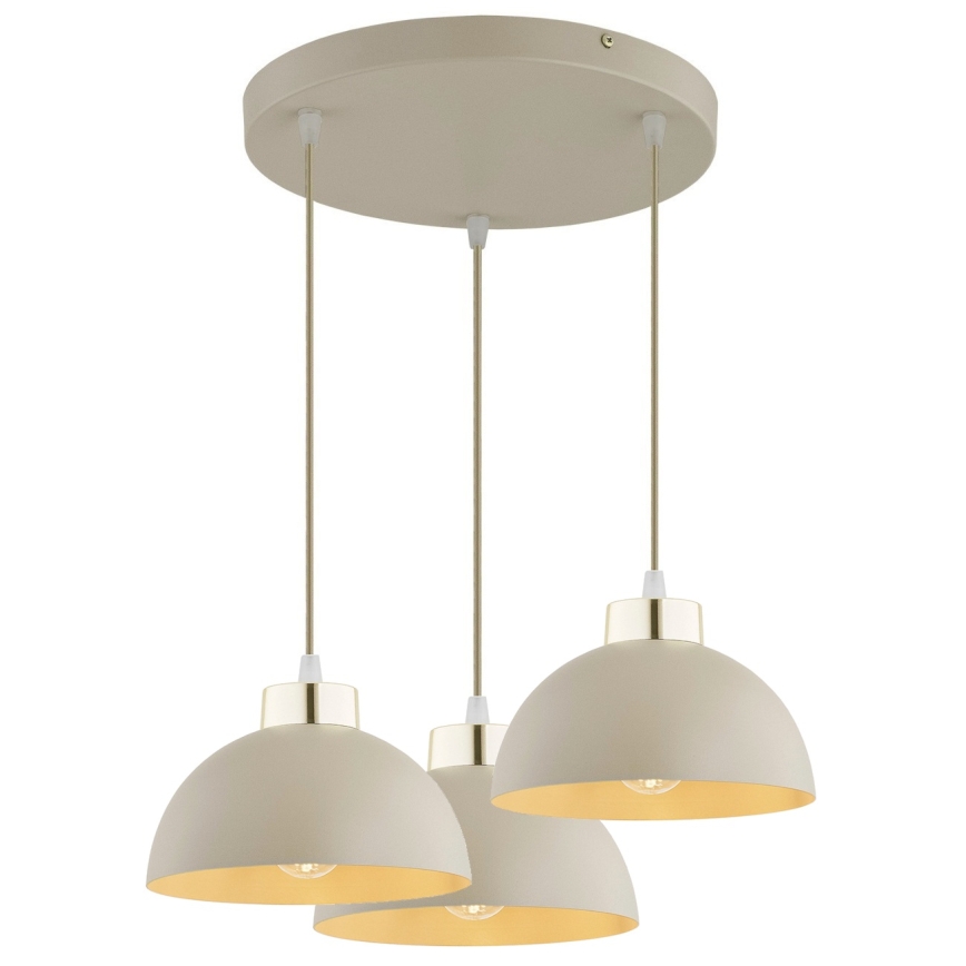 Brilagi - Hanglamp aan kabel 3xE27/60W/230V beige/goud