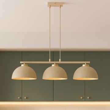 Brilagi - Hanglamp aan kabel 3xE27/60W/230V beige/goud