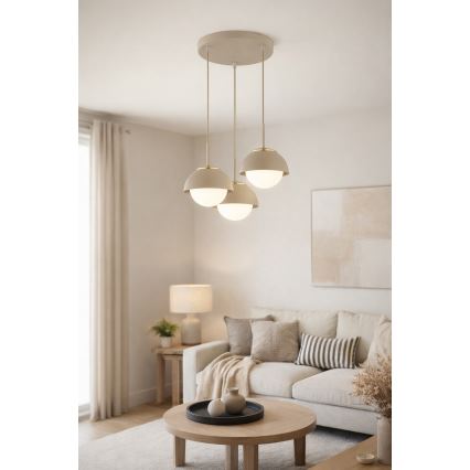 Brilagi - Hanglamp aan kabel 3xE27/60W/230V beige/goud