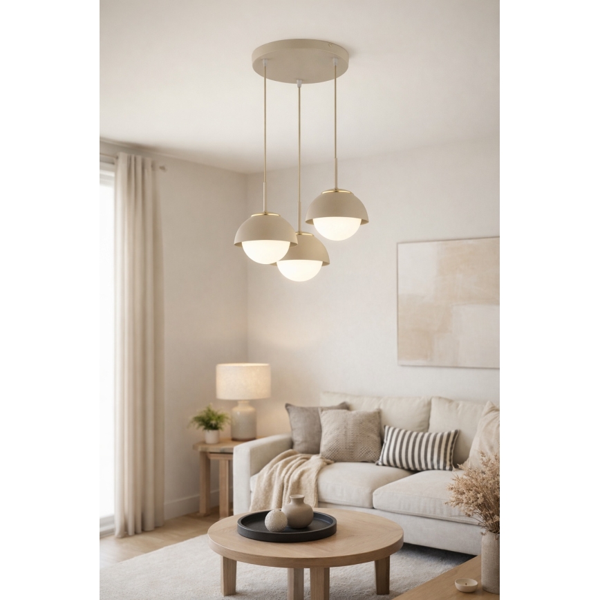 Brilagi - Hanglamp aan kabel 3xE27/60W/230V beige/goud