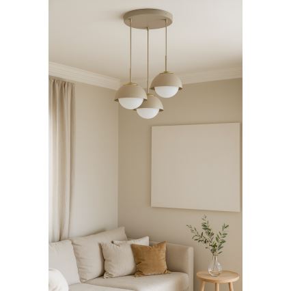 Brilagi - Hanglamp aan kabel 3xE27/60W/230V beige/goud
