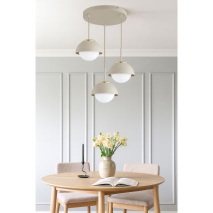 Brilagi - Hanglamp aan kabel 3xE27/60W/230V beige/goud